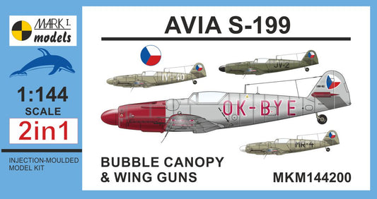 Mark I Models MKM144200 1:144 Avia S-199 'Bubble Canopy & Wing Guns' (2in1) (two kits included)