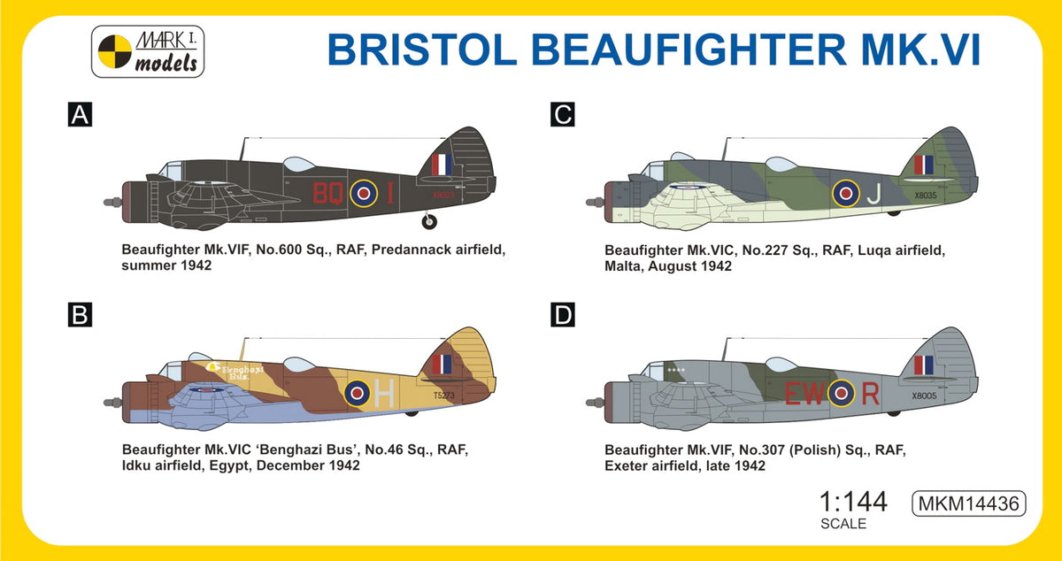 Mark I Models MKM14436 1:144 Bristol Beaufighter Mk.VIF/C 'Formidable Fighter' (RAF, RAAF)