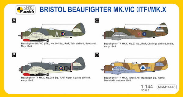 Mark I Models MKM14448 1:144 Bristol Beaufighter Mk.VIC (ITF) & TF Mk.X Torpedo Fighter (RAF, Israeli AF)