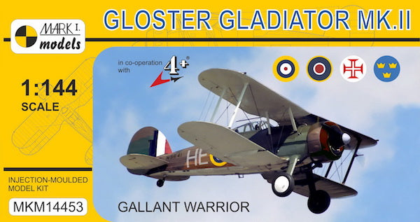Mark I Models MKM14453 1:144 Gloster Gladiator Mk.II Gallant Warrior (decals RAF, Portuguese AF, Swedish AF)
