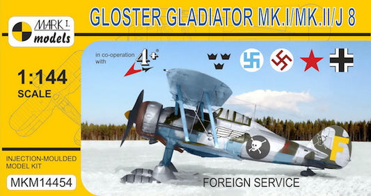Mark I Models MKM14454 1:144 Gloster Gladiator Mk.I/Mk.II/J8 Foreign Service (Swedish AF, Latvian AF, Soviet AF, Luftwaffe