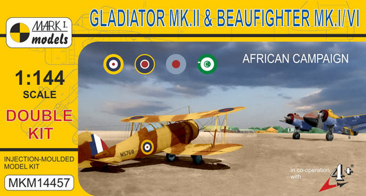 Mark I Models MKM14457 1:144 Gloster Gladiator Mk.II & Bristol Beaufighter Mk.IC/Mk.VIF 'North Africa' (double kits)