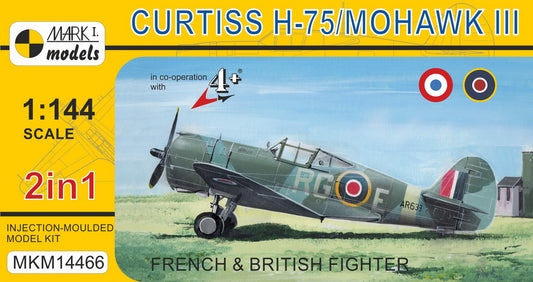 Mark I Models MKM14466 1:144 Curtiss H-75/Mohawk III 'French & British Fighter' (2in1 = 2 kits in 1 box)	(French AF, RAF)