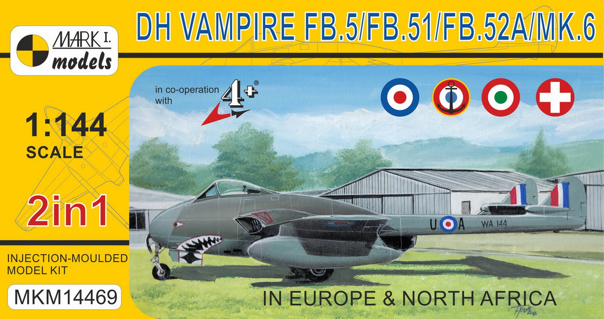 Mark I Models MKM14469 1:144 de Havilland Vampire FB.5/FB.51/FB.52A/Mk.6 In Europe & North Africa (2in1 = 2 kits in 1 box)