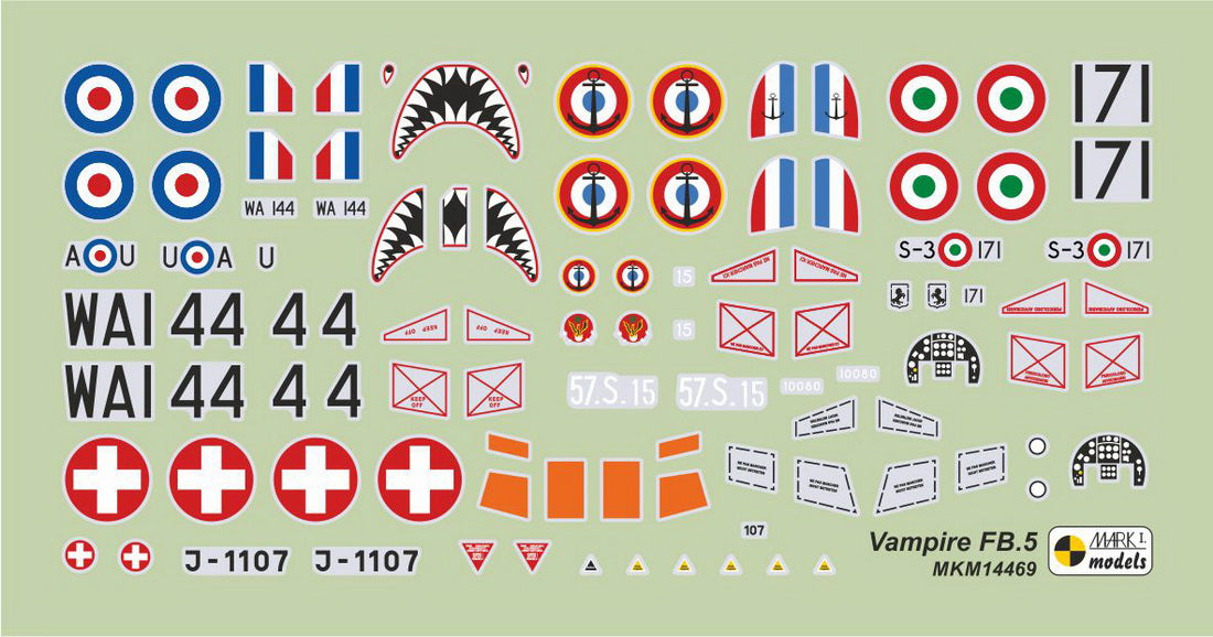 Mark I Models MKM14469 1:144 de Havilland Vampire FB.5/FB.51/FB.52A/Mk.6 In Europe & North Africa (2in1 = 2 kits in 1 box)