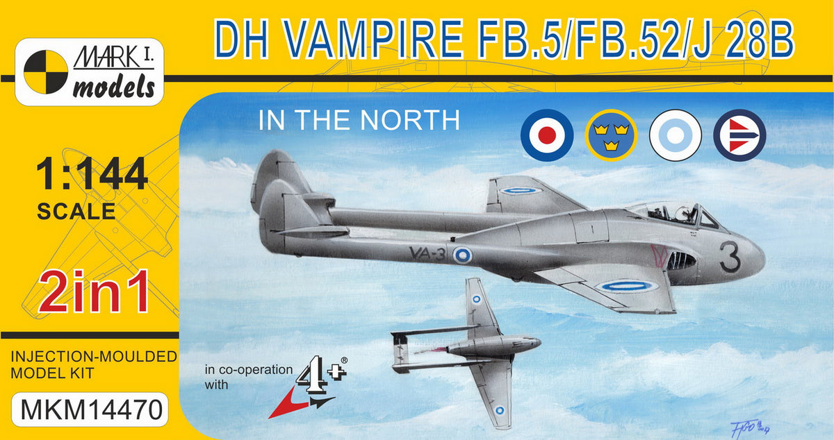 Mark I Models MKM14470 1:144 de Havilland Vampire FB.5/FB.52/J 28B In the North (2in1 = 2 kits in 1 box)