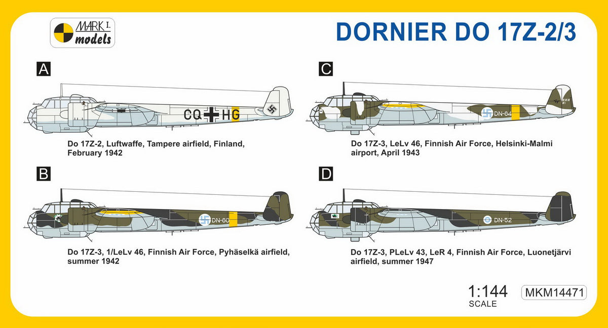 Mark I Models MKM14471 1:144 Dornier Do-17Z-2/3 'In Finland'