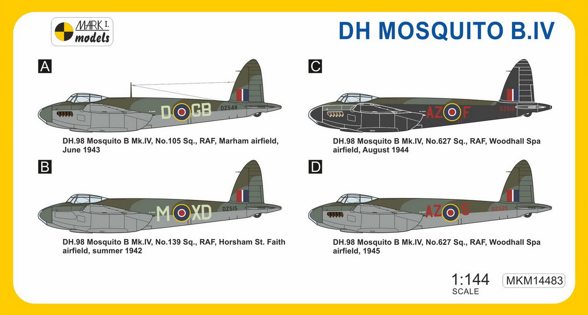 Mark I Models MKM14483 1:144 de Havilland Mosquito B.IV 'Wooden Bomber' (RAF)