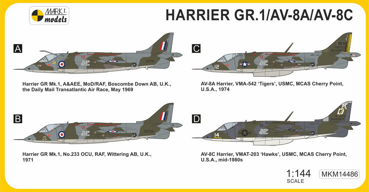 Mark I Models MKM14486 1:144 BAe Harrier GR.1A/AV-8A/C