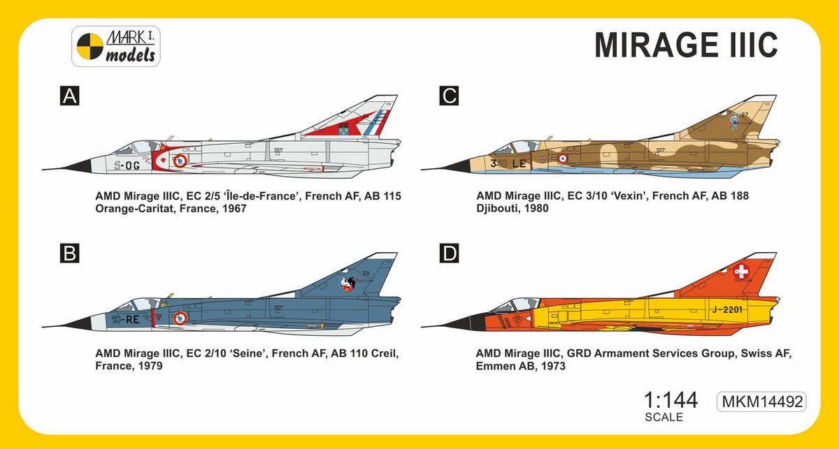 Mark I Models MKM14492 1:144 Dassault-Mirage IIIC 'Delta-wing Fighter' (French & Swiss AF)