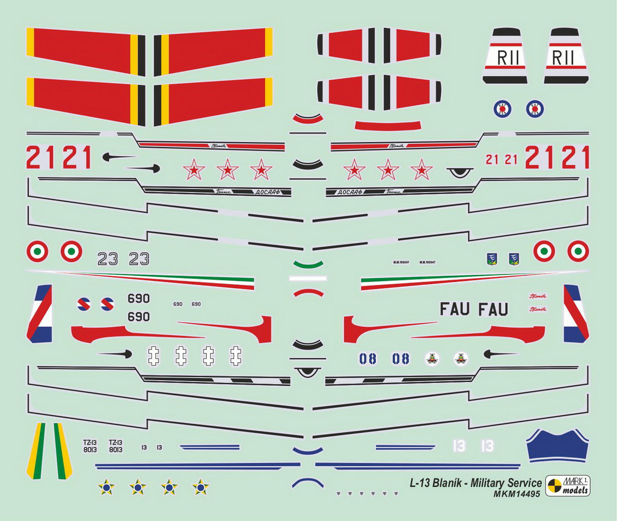 Mark I Models MKM14495 1:144 Let L-13/TZ-13 Blanik 'in Military Service' (2 kits in 1 box) (RAF, DOSAAF, Italian AF, Uruguayan AF, Lithuanian AF, Brazilian AF)