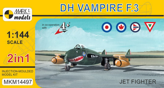 Mark I Models MKM14497 1:144 de Havilland Vampire F.3 'Jet Fighter' (2in1 = 2 kits in 1 box)	(RAF, RCAF, RNoAF, MexAF)