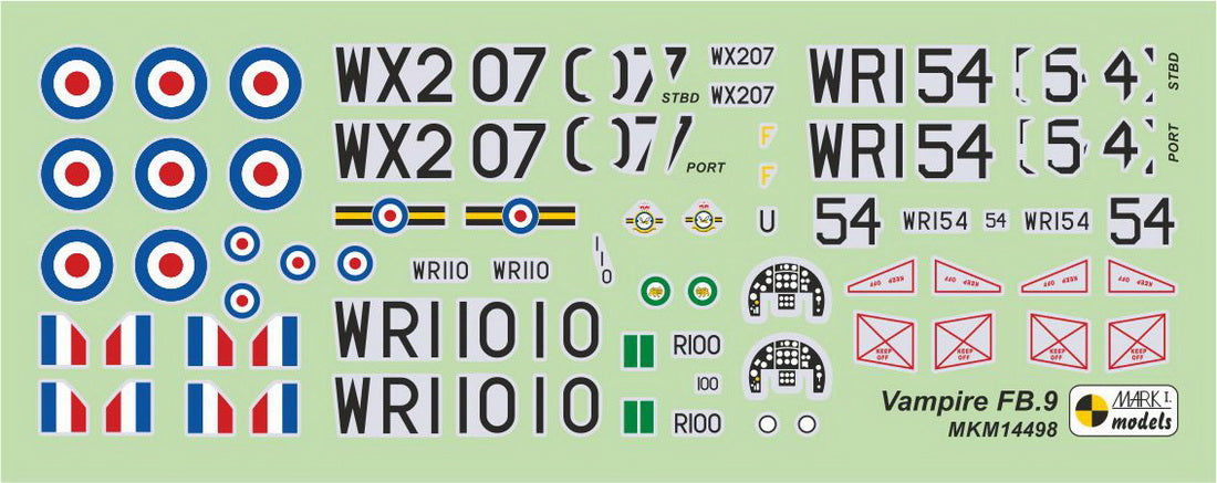 Mark I Models MKM14498 1:144 de Havilland Vampire FB.9 'Tropical Fighter-Bomber' (2in1 = 2 kits in 1 box)