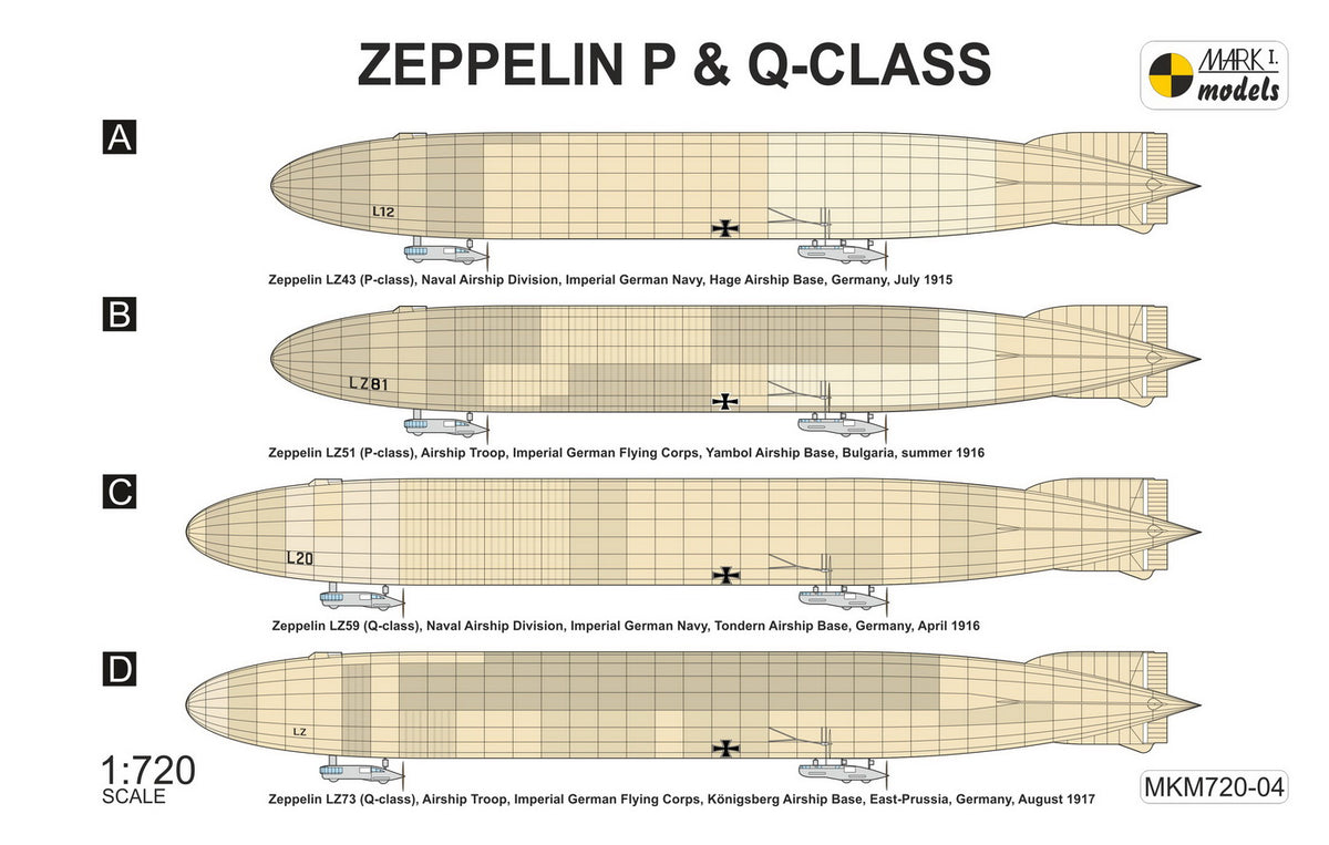 Mark I Models MKM720-04 1:720 Zeppelin P & Q-class 'Night Intruders' (2in1).
