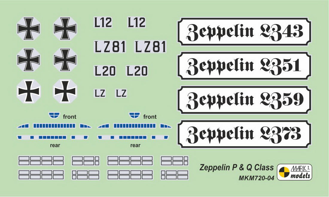 Mark I Models MKM720-04 1:720 Zeppelin P & Q-class 'Night Intruders' (2in1).