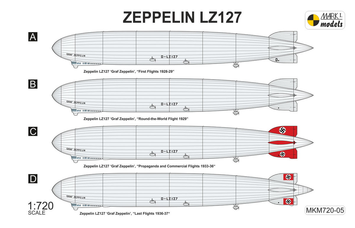 Mark I Models MKM720-05 1:720 Zeppelin LZ127 Graf Zeppelin (DELAG, DZR)