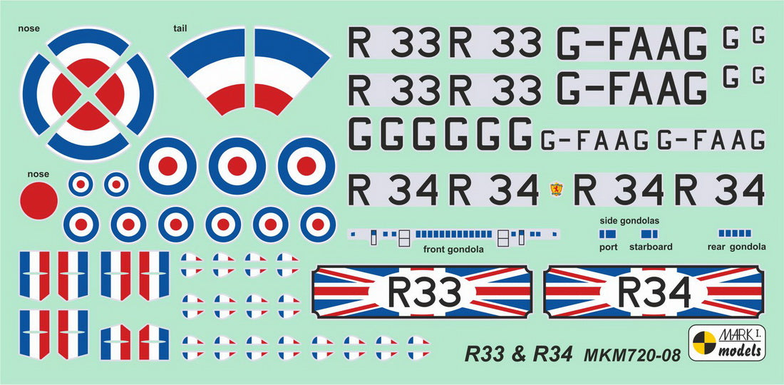 Mark I Models MKM720-08 1:720 HMA R33/R34 (Armstrong Whitworth R33/Beardmore R34 'Transatlantic Flyer'