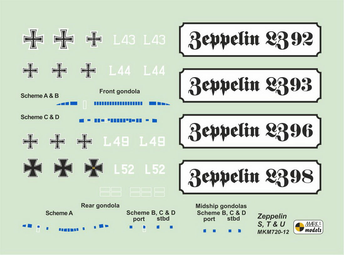 Mark I Models MKM720-12 1:720 Zeppelin S, T & U-class 'Height Climbers'