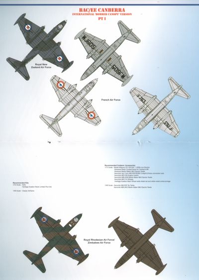 Model Alliance MA-48139 1:48 BAC/EE Canberra Part 1. Bomber Canopy versions in Foreign Service
