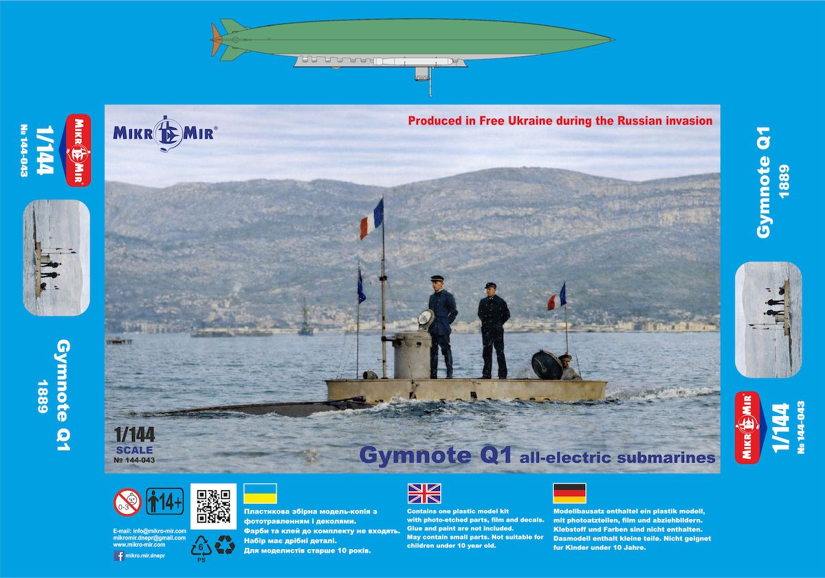 Mikro-Mir MM144-043 1:144 Gymnote Q1 all electric submarine