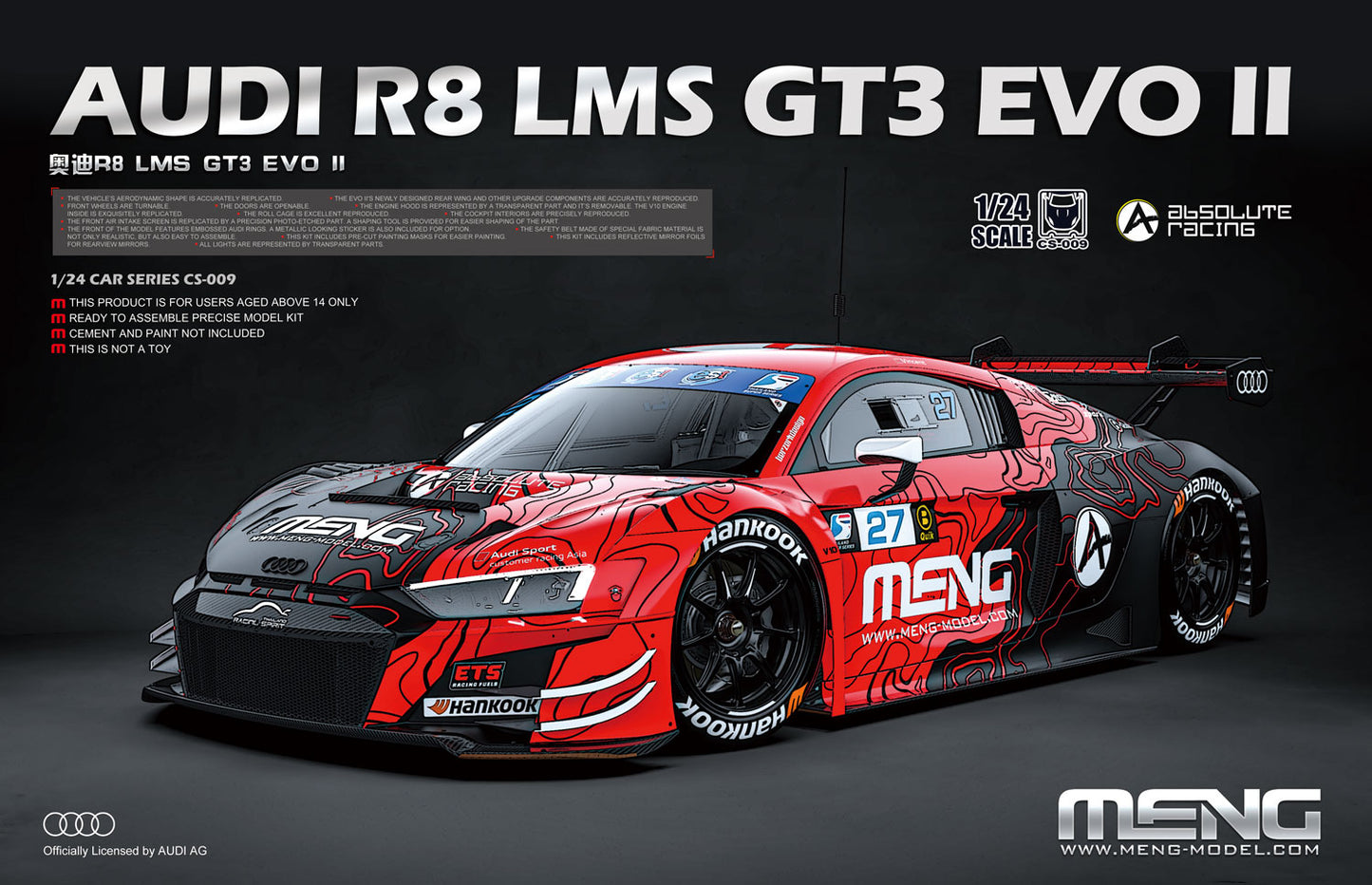 Meng Model CS-009 1:24 Audi R8 LMS GT3 EVO II