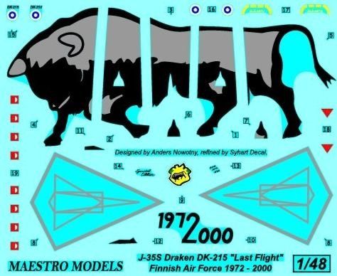 Maestro Models MMD4802 1:48 Saab J-35S 'Draken' DK-215 Last flight