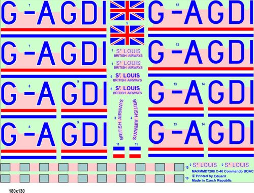 Maestro Models MMD7208 1:72 Curtiss C-46 Commando decals BOAC
