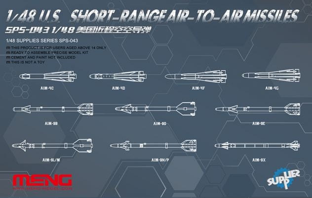 Meng Model SPS-043 1:48 US Short-Range Air to Air Missile Set