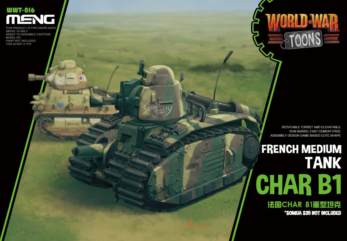 Meng Model WWT-016 World War Toons French Heavy Tank Char B1