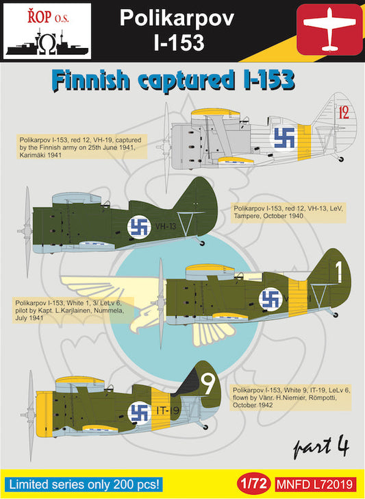 ROP o.s. MNFDL72019 1:72 Polikarpov I-153 - Finnish Captured I-153 Part 4