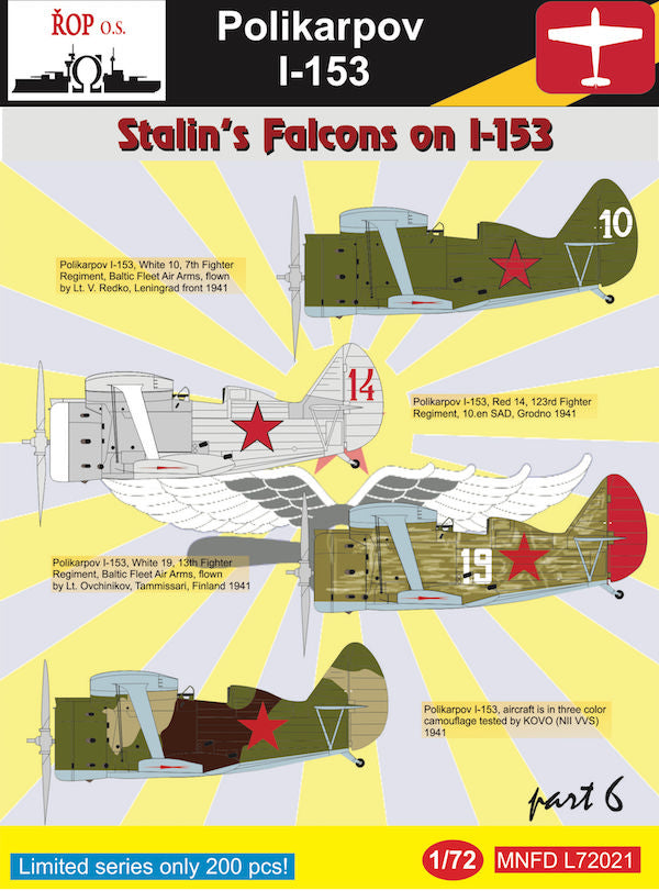 ROP o.s. MNFDL72021 1:72 Polikarpov I-153 - Stalin Falcons on I-153 Part 6