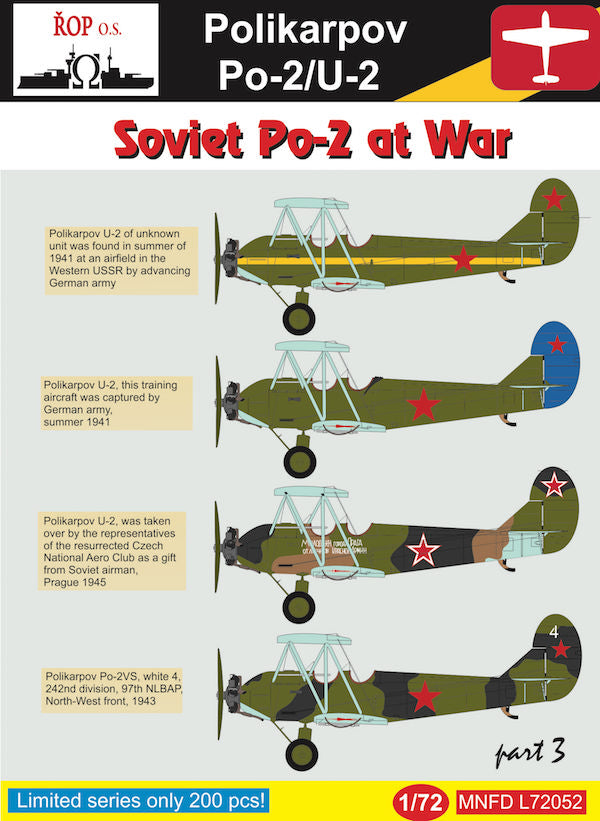 ROP o.s. MNFDL72052 1:72 Polikarpov PO-2/U-2 - Soviet the PO-2 at War Part 3