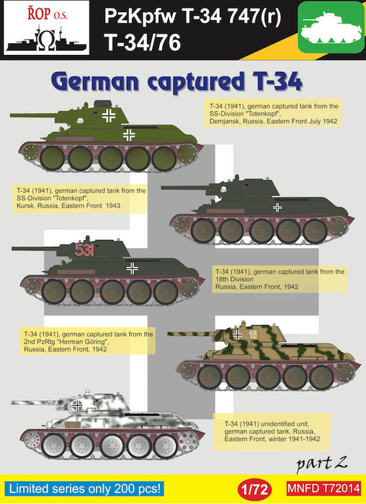 ROP o.s. MNFDT72014 1:72 Soviet T-34/76 Pz.Kpwf T-34(747) - German Captured T-34 Part 2