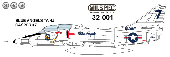 Milspec 32001 1:32 TA-4J Skyhawk 'CASPER' BLUE ANGELS Flight Demonstration Team (white painted aircraft not blue)