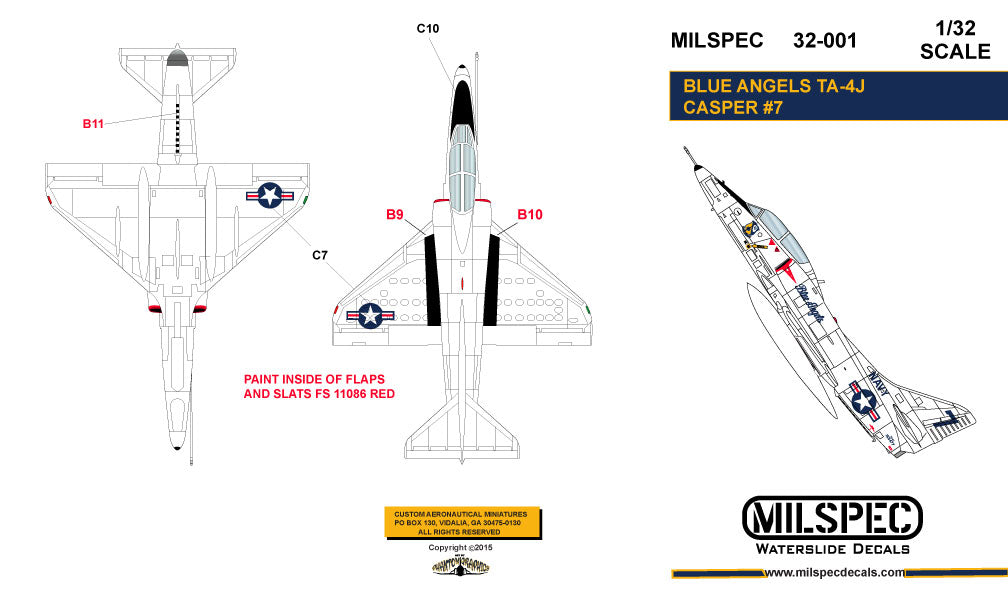Milspec 32001 1:32 TA-4J Skyhawk 'CASPER' BLUE ANGELS Flight Demonstration Team (white painted aircraft not blue)