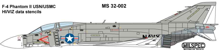 Milspec 32002 1:32 McDonnell F-4B Phantom Hi Viz /Data stencils