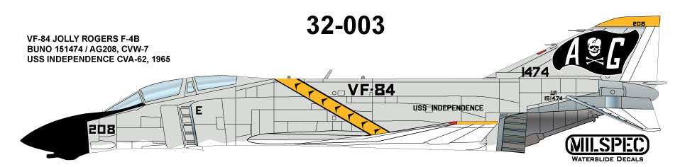 Milspec 32003 1:32 McDonnell F-4B Phantom VF-84 JOLLY ROGERS 1965 USS Independence