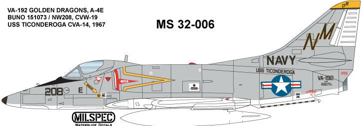 Milspec 32006 1:32 Douglas A-4E	Skyhawk VA-192 GOLDEN DRAGONS 1967