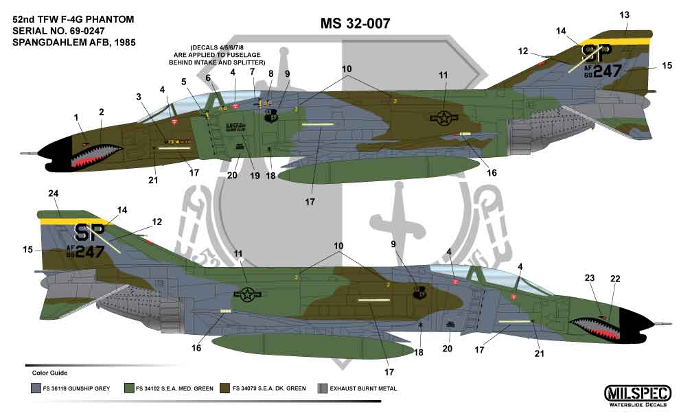 Milspec 32007 1:32 McDonnell F-4G Phantom 52nd TFW SPANGDAHLM AB 1985