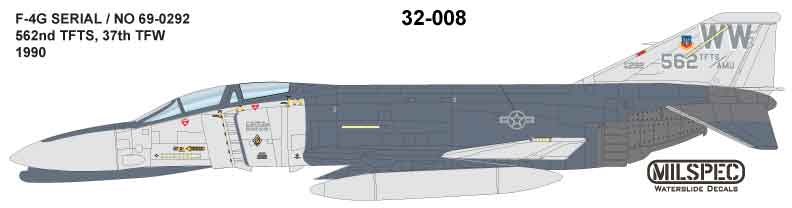 Milspec 32008 1:32 McDonnell F-4G Phantom 652nd TFTS 37th TFW 1990