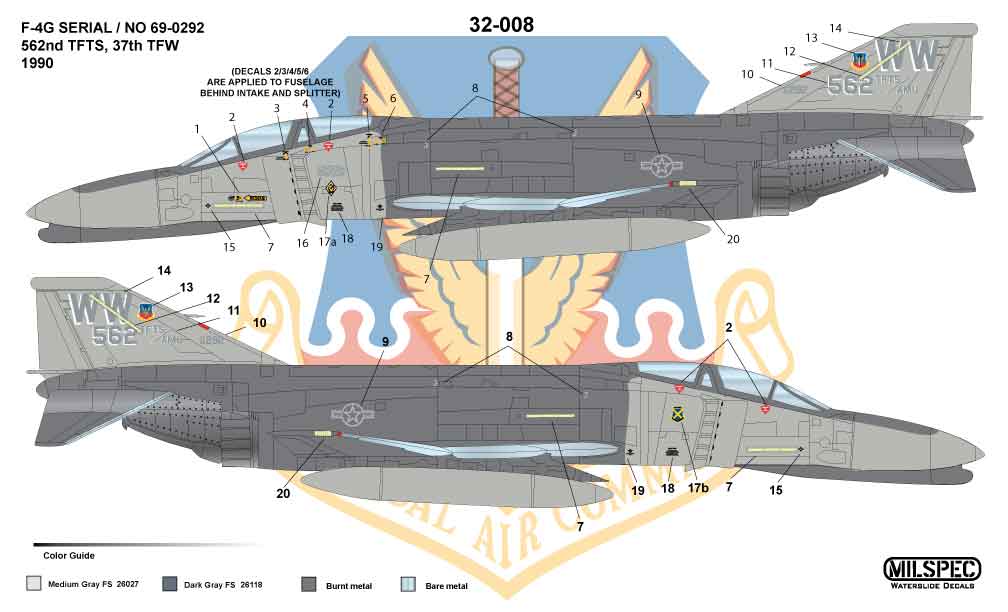 Milspec 32008 1:32 McDonnell F-4G Phantom 652nd TFTS 37th TFW 1990
