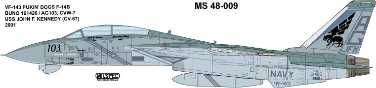 Milspec 32009 1:32 Grumman F-14B Tomcat VF-143 'Pukin' Dogs 2001