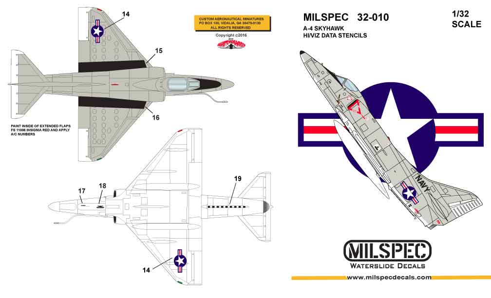 Milspec 32010 1:32 Douglas A-4 Skyhawk HI/VIZ DATA STENCILS