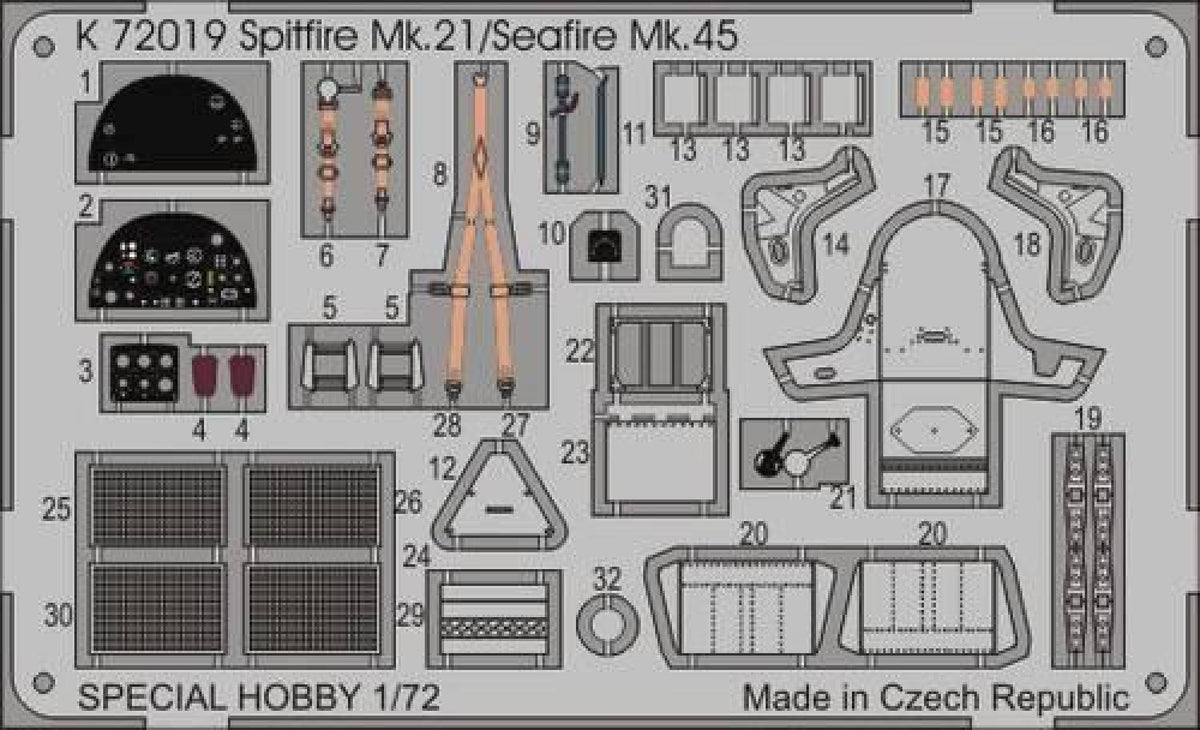 MPM K72019 1:72 Supermarine Spitfire Mk.21/Seafire Mk.45