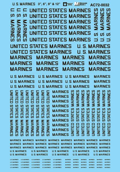 Microscale MS72032 1:72 US Marines Lettering 3 , 6 , 9 , 12