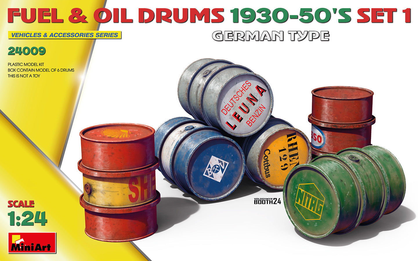 MiniArt 24009 1:24 Fuel And Oil Drums 1930-50's Set 1 German Type