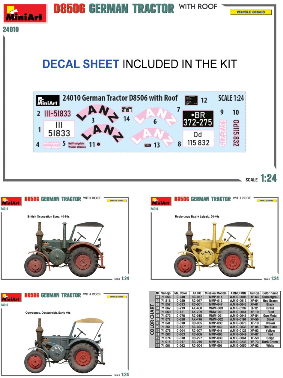 MiniArt 24010 1:24 German Tractor D8506 With Roof