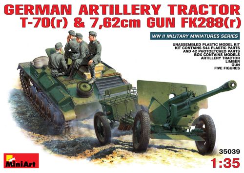 MiniArt 35039 1:35 German Artillery Tractor T-70(r) towing 76,2mm FK 288(r) and with crew figures