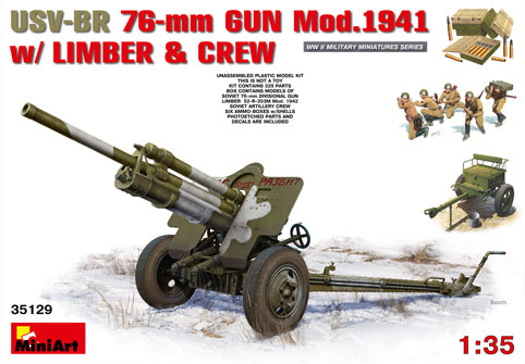 MiniArt 35129 1:35 USV-BR 76-mm GUN Model 1941 with Limber & Crew