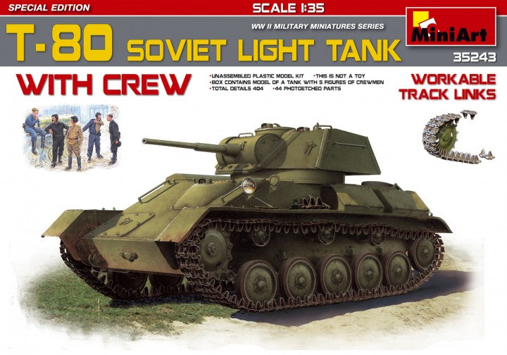 MiniArt 35243 1:35 T-80 Soviet Light Tank with Crew